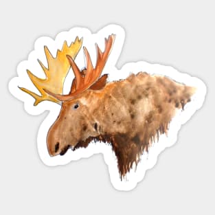 Bull Moose Watercolor Sketch Sticker